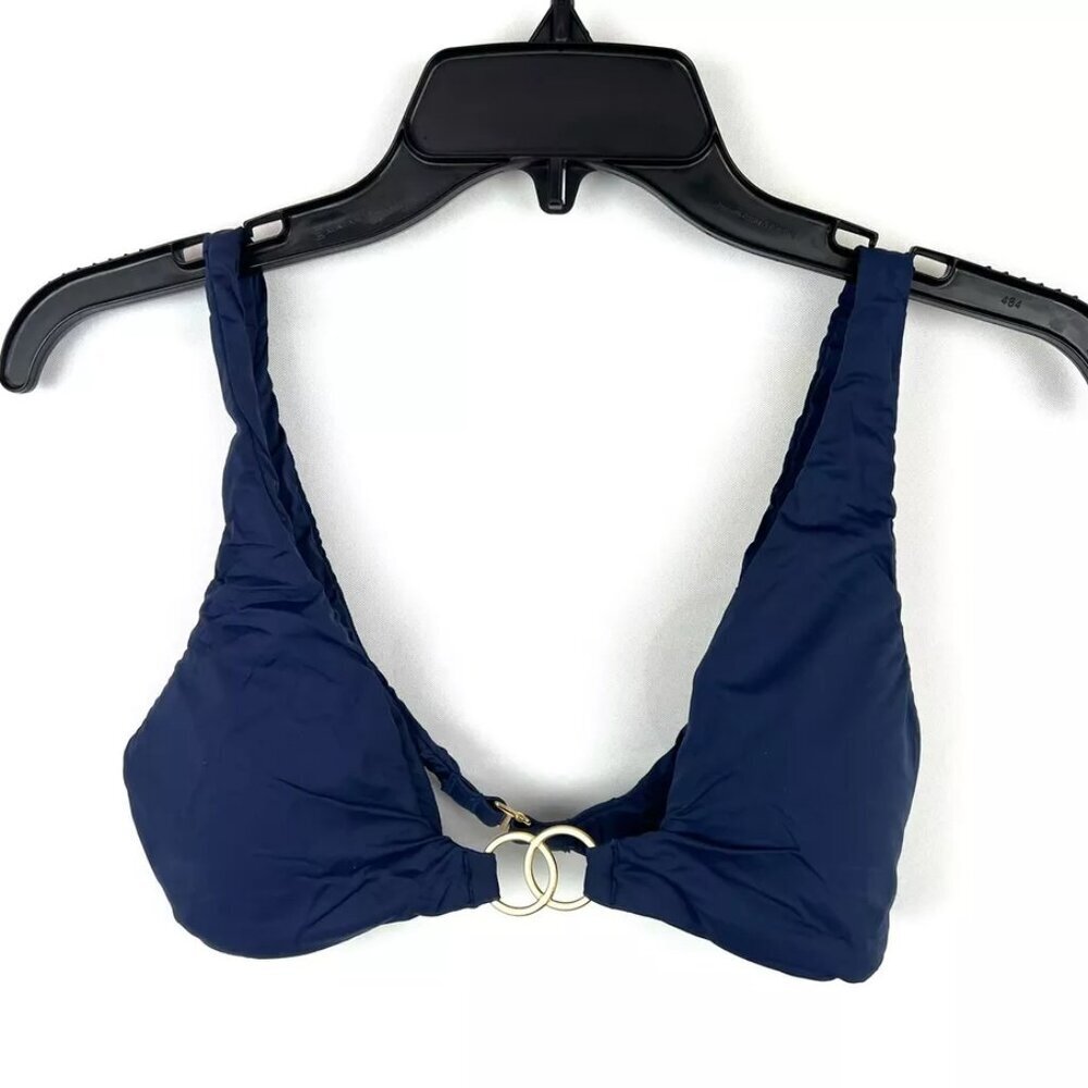 BCBGeneration Women’s Blue V Neck Bikini Top Size Medium
